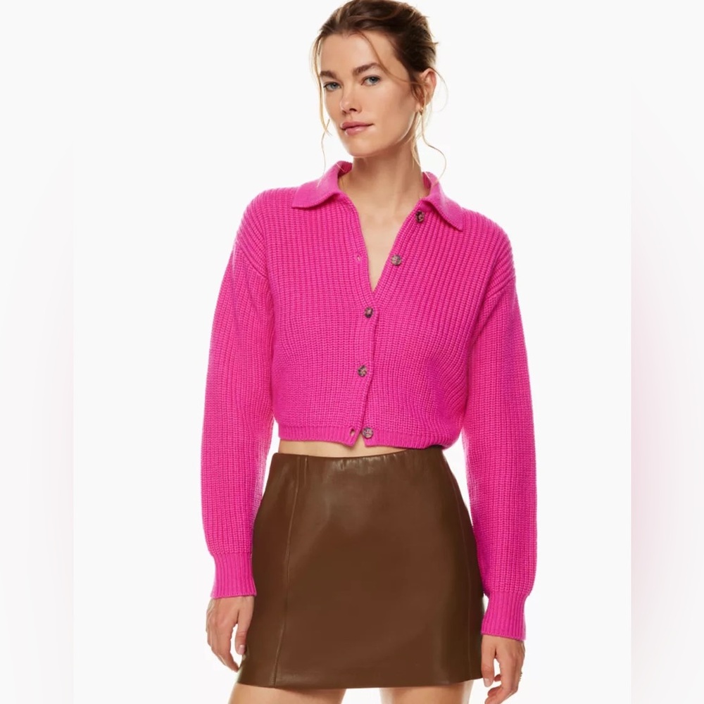 Aritzia Wilfred Nextdoor Merino Cardigan (S vital pink) NWT